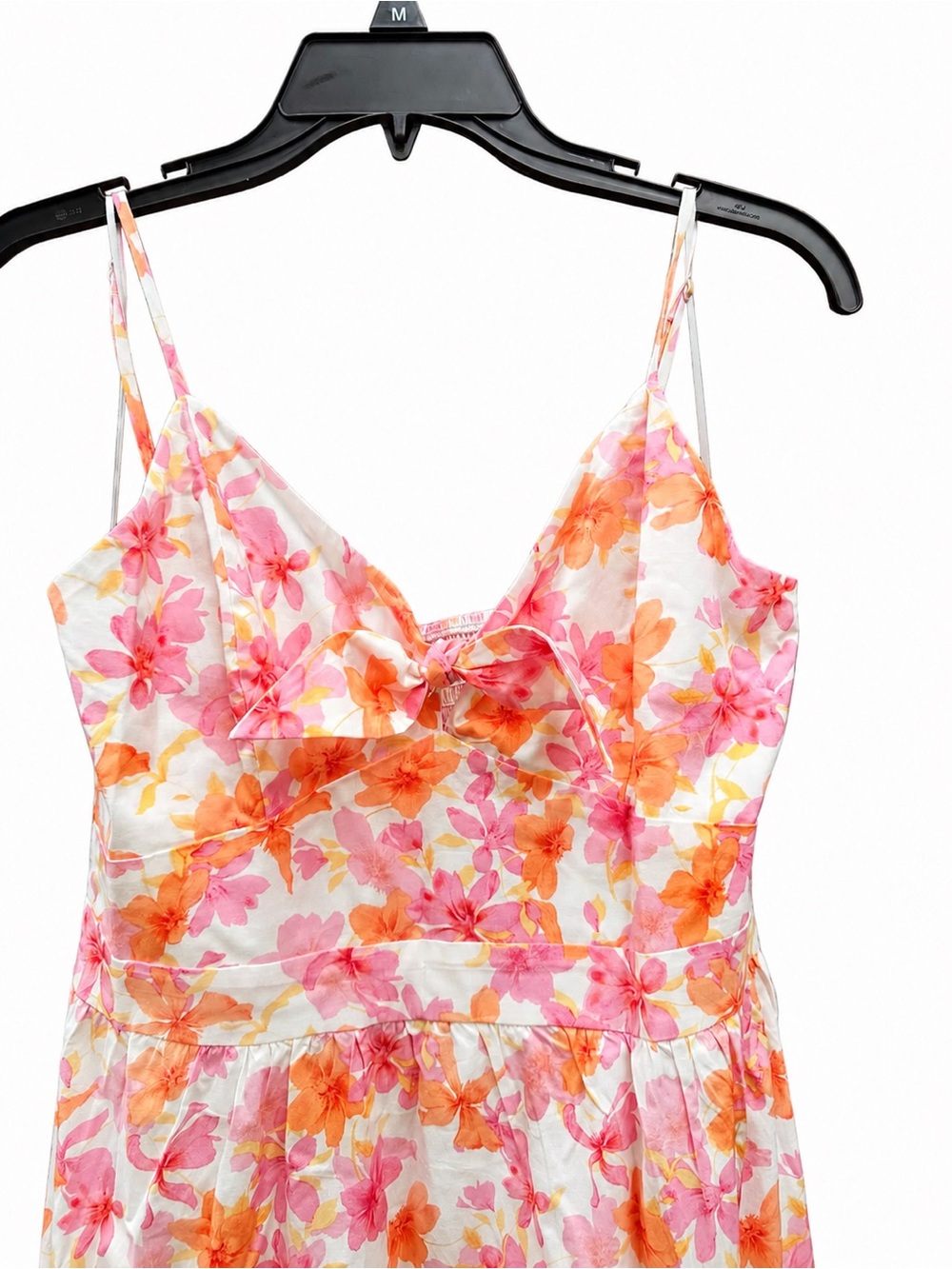 Francesca's Pink & Orange Floral Tie-Front Maxi Sundress